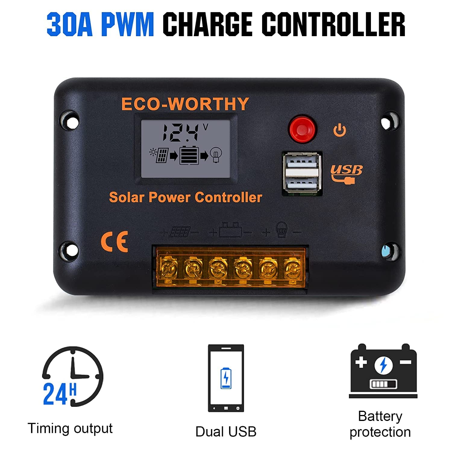 ECO-WORTHY 100 Watt 12 Volt Solar Panel Kit for RV Battery Boat Trailer Cabin Garden Shed Home: 100W Solar Panel+30A PWM Charge Controller+ Tray Cable + Z Mounting Brackets - Image 6