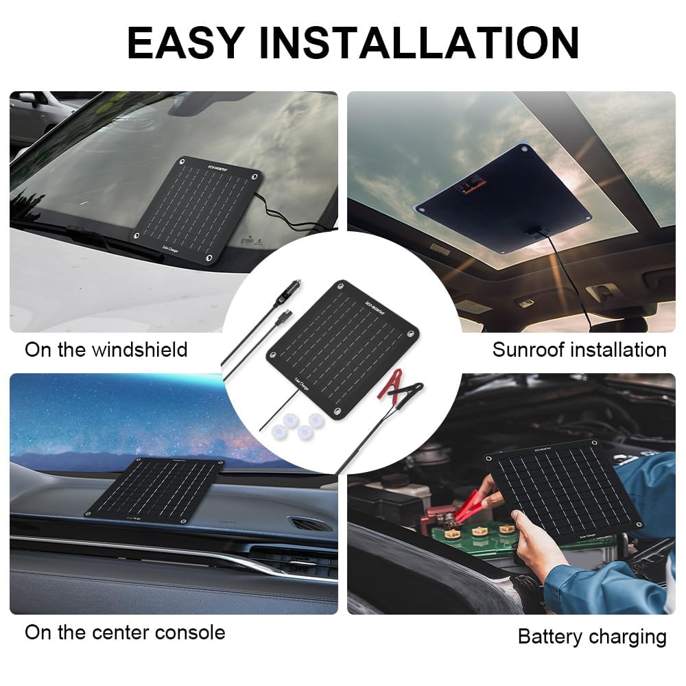 ECO-WORTHY 10W Solar Car Battery Charger Maintainer 12V Waterproof Portable Solar Trickle Charger for Car Truck Boat Lawn Mower RV Trailer Tractor ATV Utility Vehicle Battery - Image 8