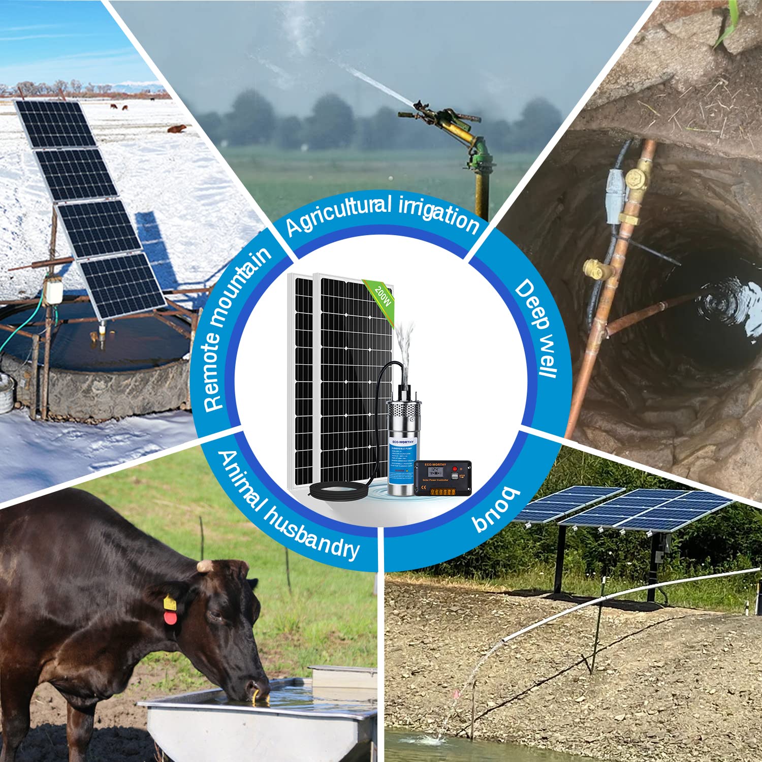 ECO-WORTHY 12V DC Solar Well Pump Kit – 200W Solar Panel Included, Submersible Water Pump, Portable Well Pump for Off-Grid Areas, Deep Wells, Irrigation, Water Tank Filling - Image 8