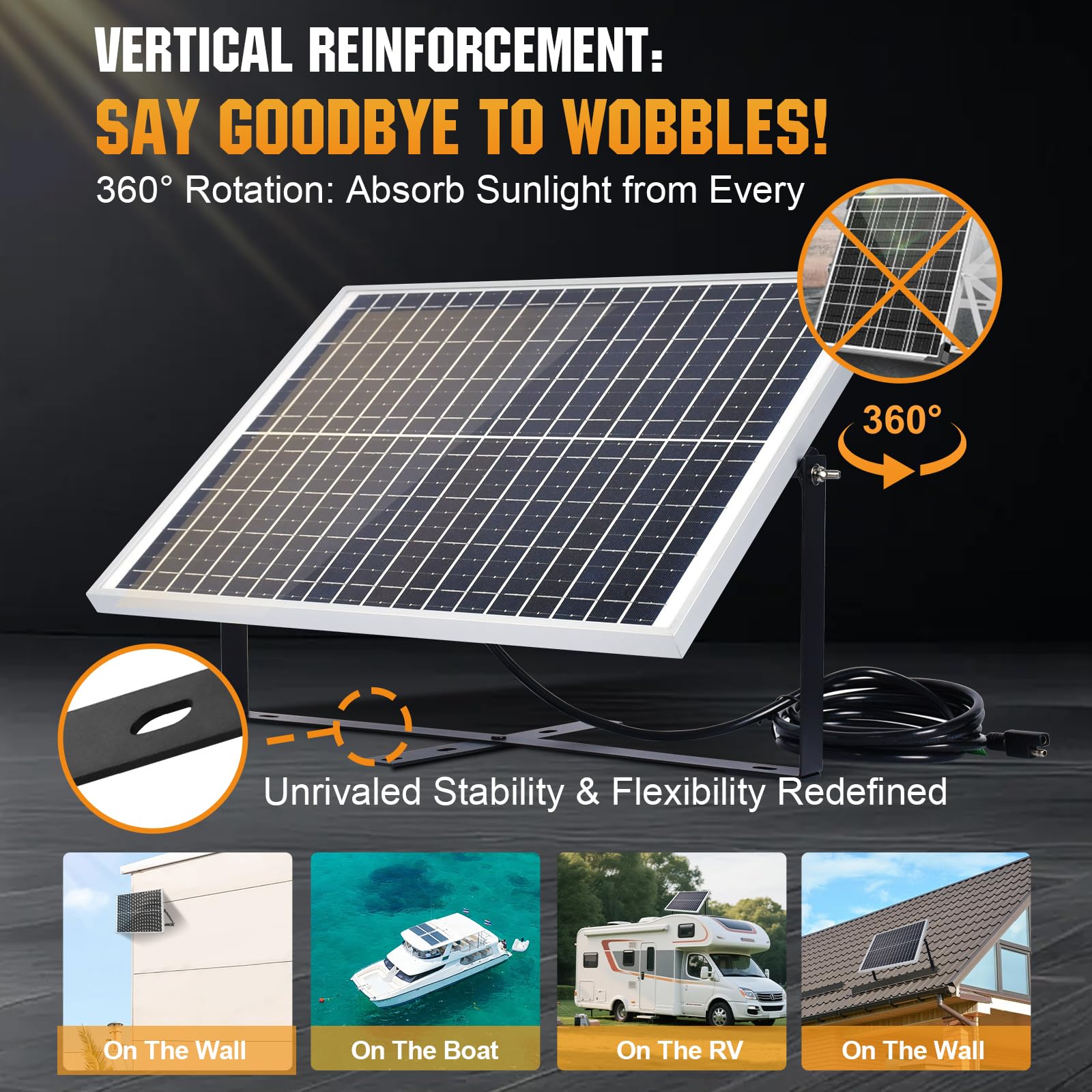 ECO-WORTHY 25W 12V Solar Battery Charger Trickle Maintainer, 25W Waterproof Solar Panel Kit + Adjustable Mount Bracket + Upgrade Controller,for 12V Batteries Cars RV Boat Motorcycle Marine - Image 5