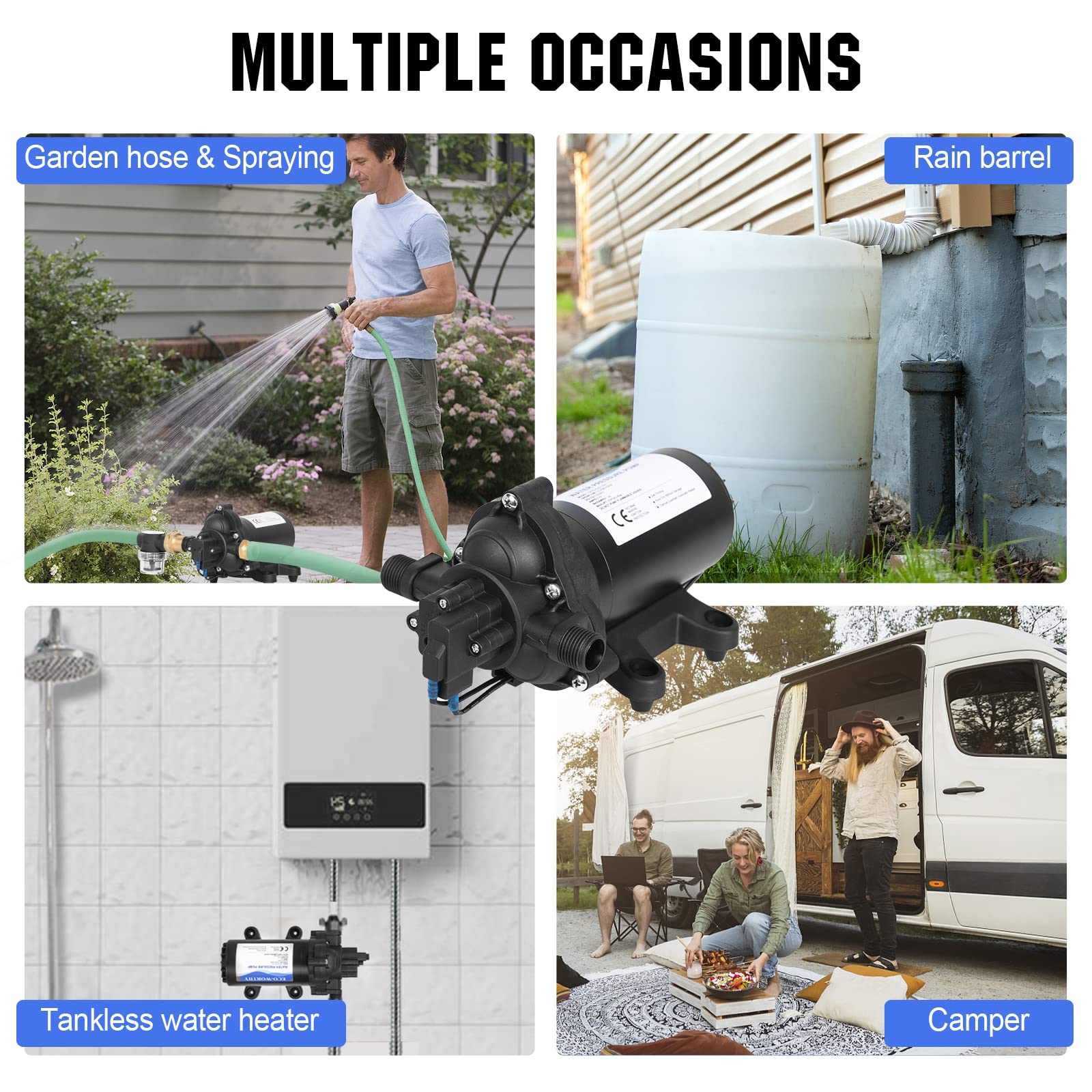 ECO-WORTHY 33-Series Industrial Water Pressure Pump 110V AC 4.0GPM 50PSI RV Fresh Water Diaphragm Pump include Garden Hose Adapters for Irrigation Marine Boat Sprinkler Faucet - Image 7