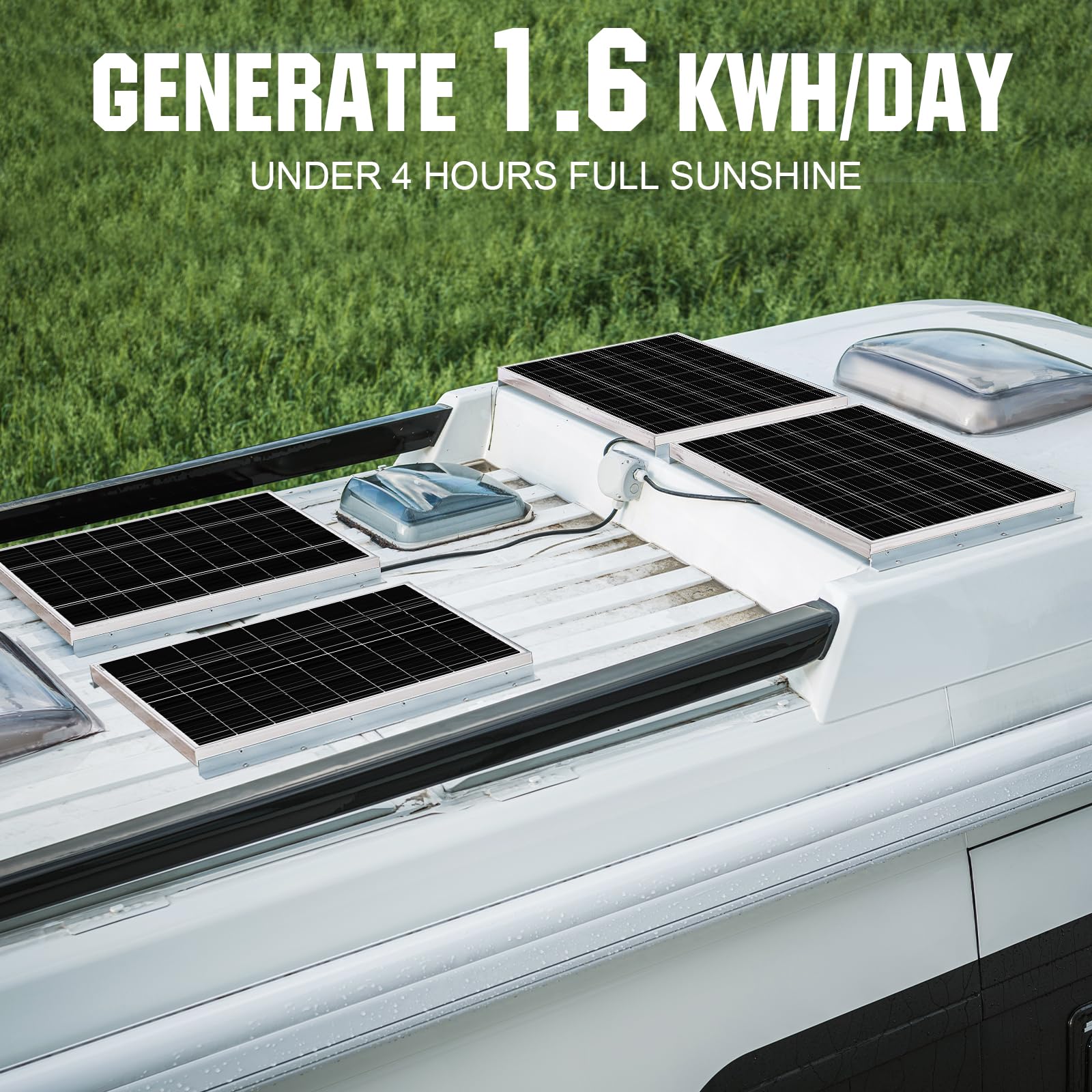 ECO-WORTHY 400 Watt 12 Volt Premium Solar Panel Kit :4pcs 100W Solar Panel+ 40A MPPT Charge Controller+ Bluetooth Module+ Mounting Z Brackets, 400W 12V Solar Power Off Grid System for Home, RV, Boat. - Image 3