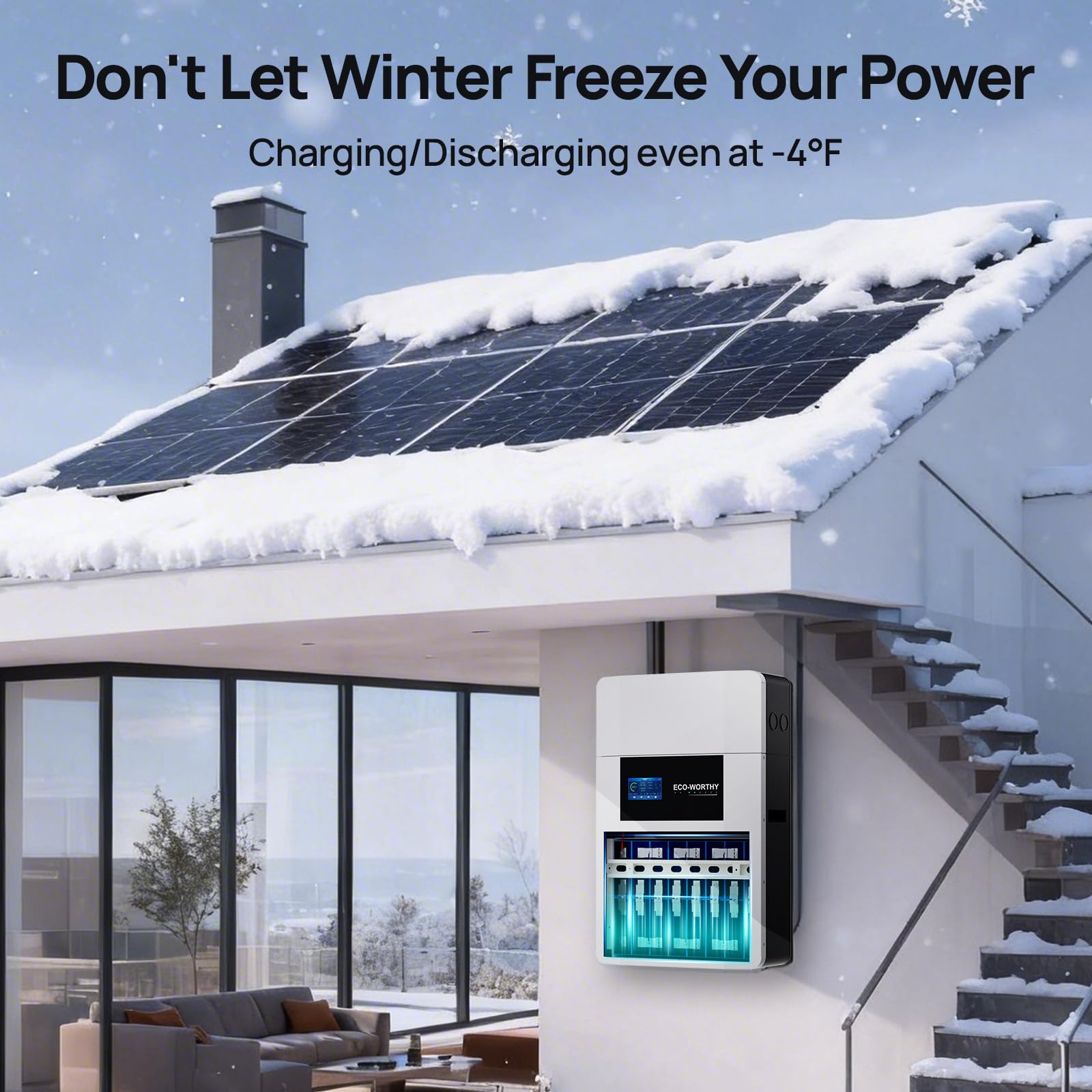 ECO-WORTHY Home Power Backup Station, 10240Wh Wall-Mount LiFePO4 Battery with Conduit Box, Bluetooth & WiFi + 10000W Solar Inverter Charger, Fast Charge, Home Backup & Solar System - Image 3