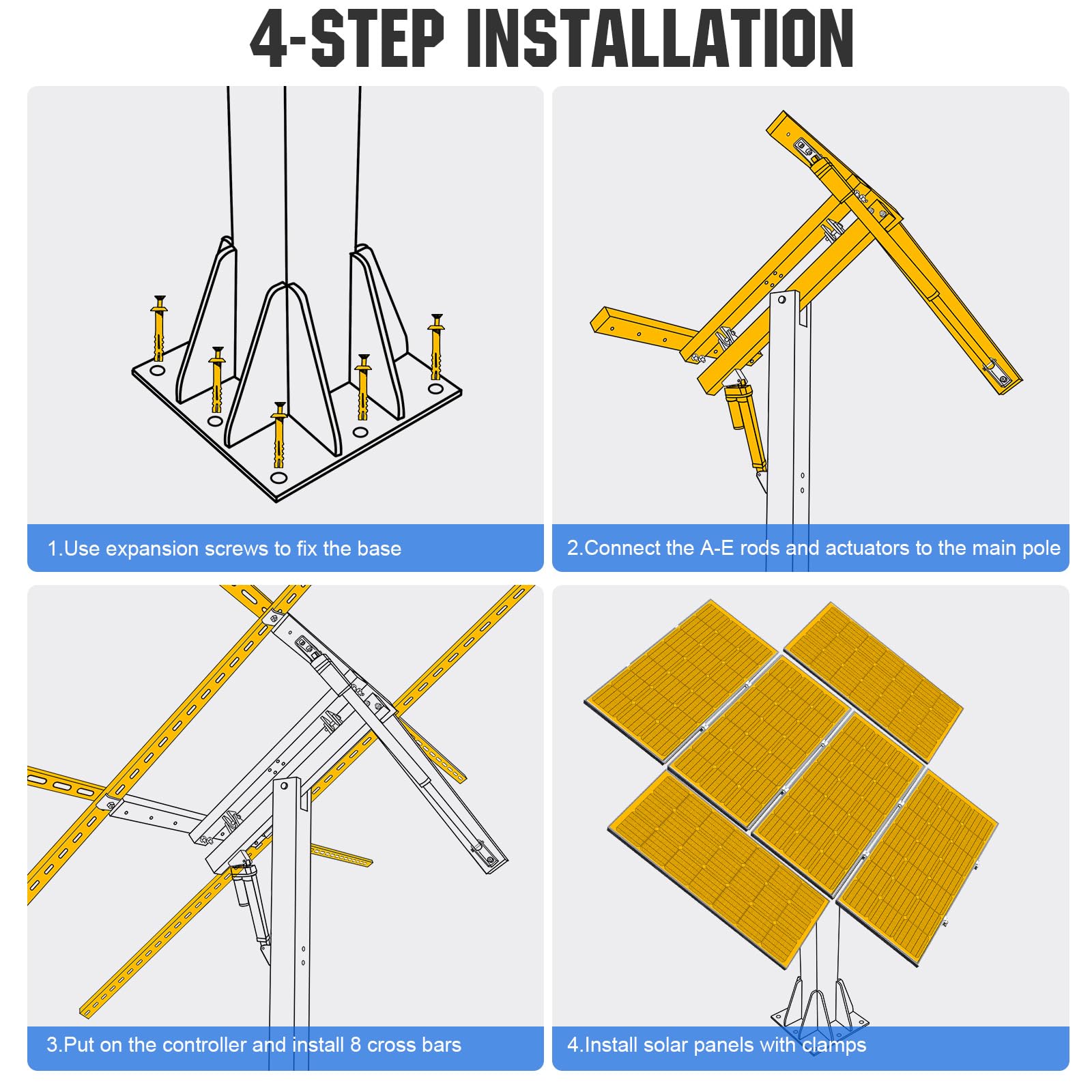 ECO-WORTHY Solar Panel Dual Axis Tracking System (Increase 40% Power) with Tracker Controller, Complete Solar Tracker Kit, Ideal for Different Solar Panels, for Yard/Farm/Field - Image 8