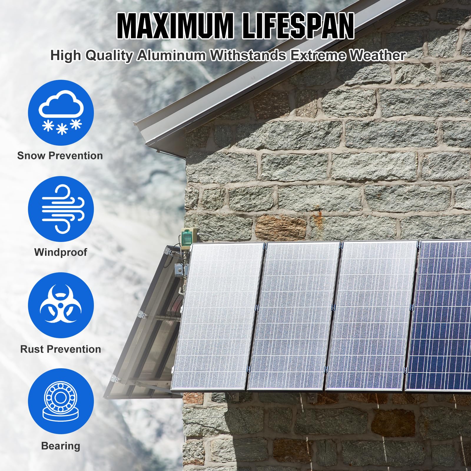 ECO-WORTHY Upgraded 45in Solar Panel Mount Brackets, with Foldable Tilt Legs, Suitable for 2pcs 100W/1pcs 200W 300W 400W Solar Panels,Adjustable Mounting Brackets Kits for RV, Roof, Boat, and Off-Grid - Image 7
