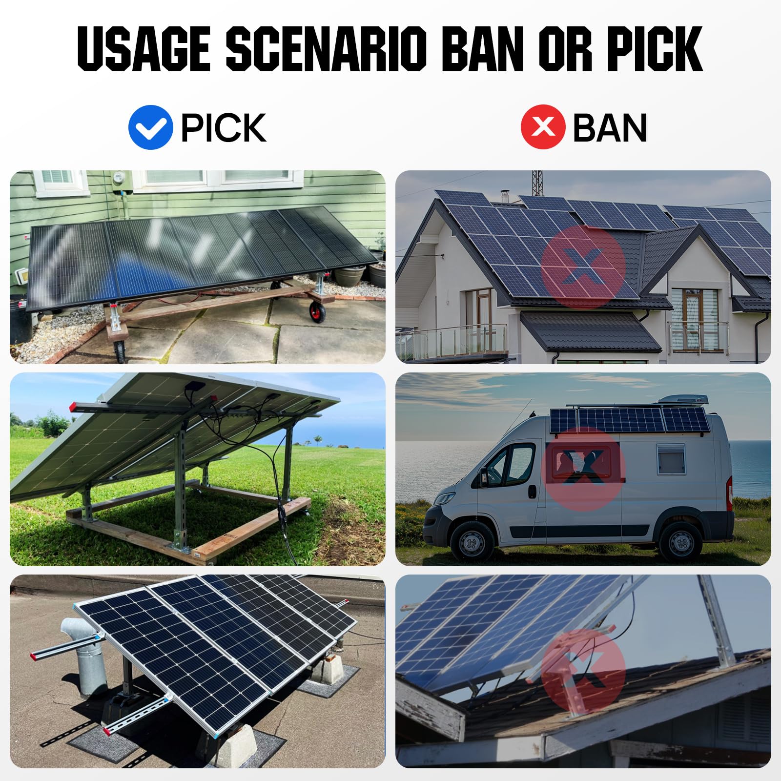 ECO-WORTHY Upgraded Solar Ground Mount Adjustable Multi-Pieces Solar Panel Mounting Brackets Kit System for 4pcs 200W/3pcs 300W/2pcs 400W Solar Panels for Ground,Open Space, Cabins and Backyard Sheds - Image 7